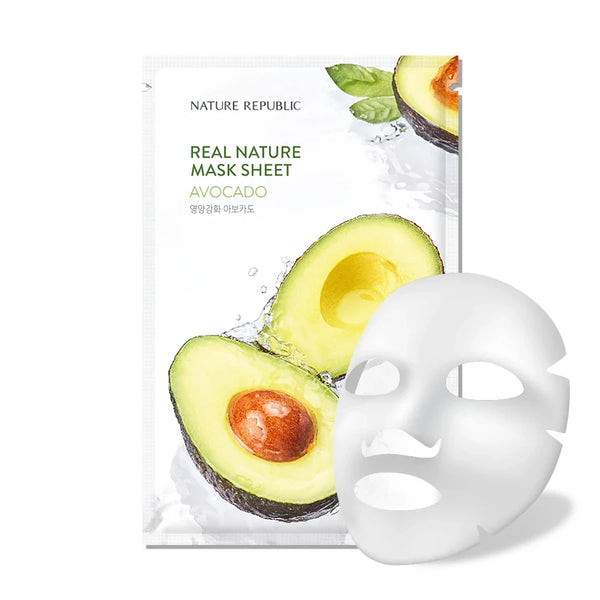 NATURE REPUBLIC Real Nature Mască de față cu avocado | Nutriție profundă și elasticitate | 23ml