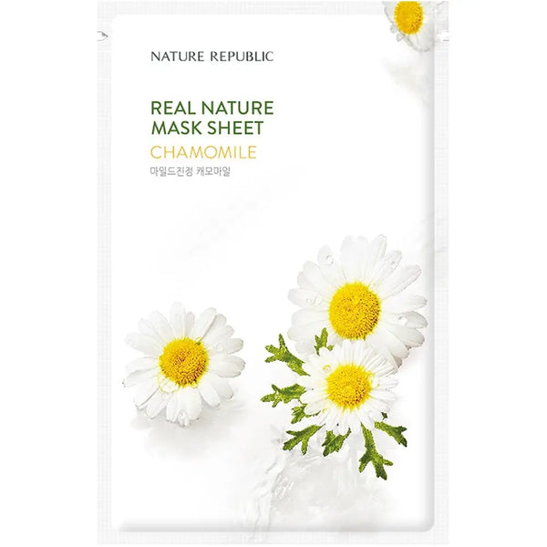 Nature Republic Real Nature mască de față cu mușețel – calmare și echilibru pentru tenul sensibil | 23ml